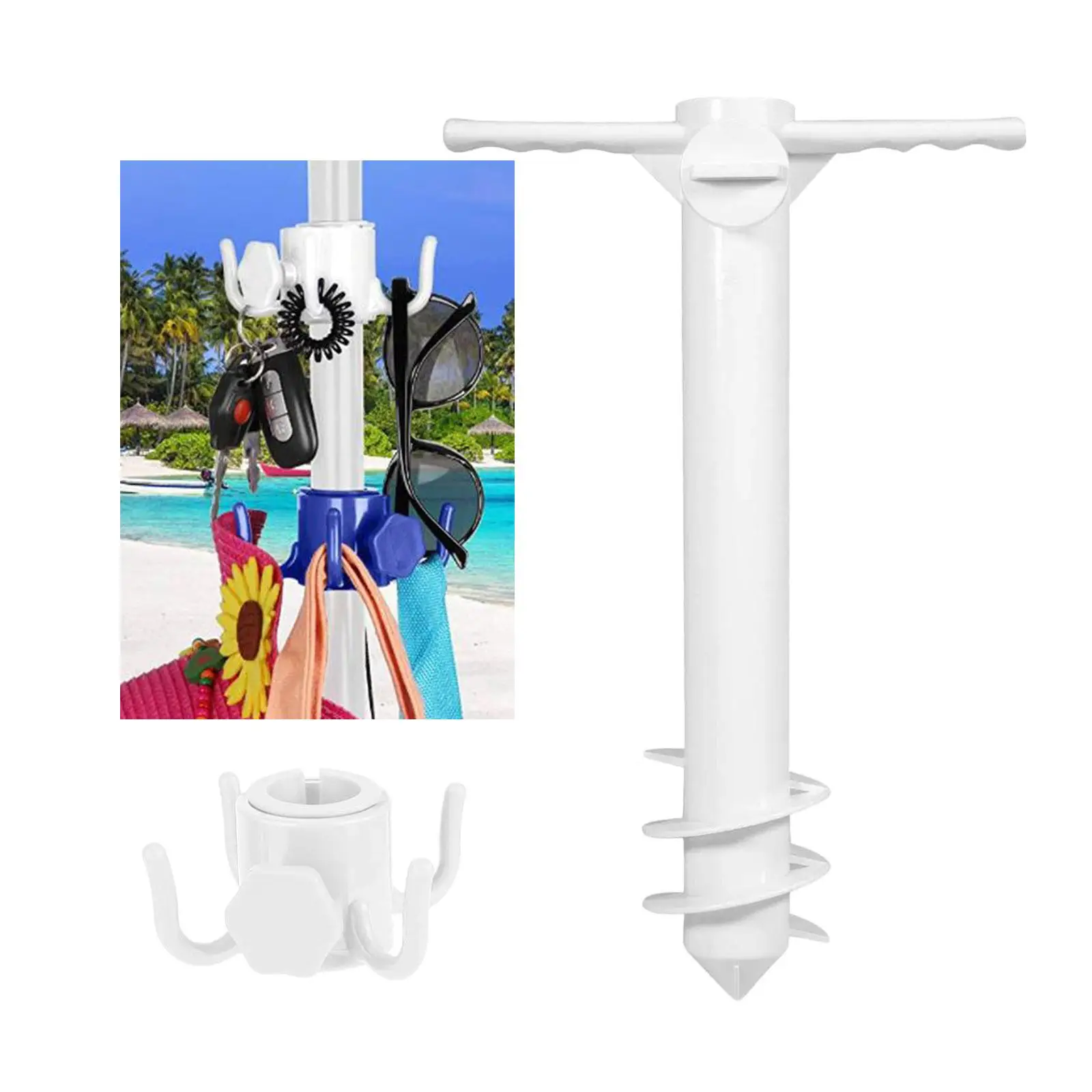 Основата на чадър удобен Пластмасов, за защита от слънце, за плажа, за двор, Инструменти за определяне на пясъка, Якорная стойка, държач за шнека с шипом . ' - ' . 1