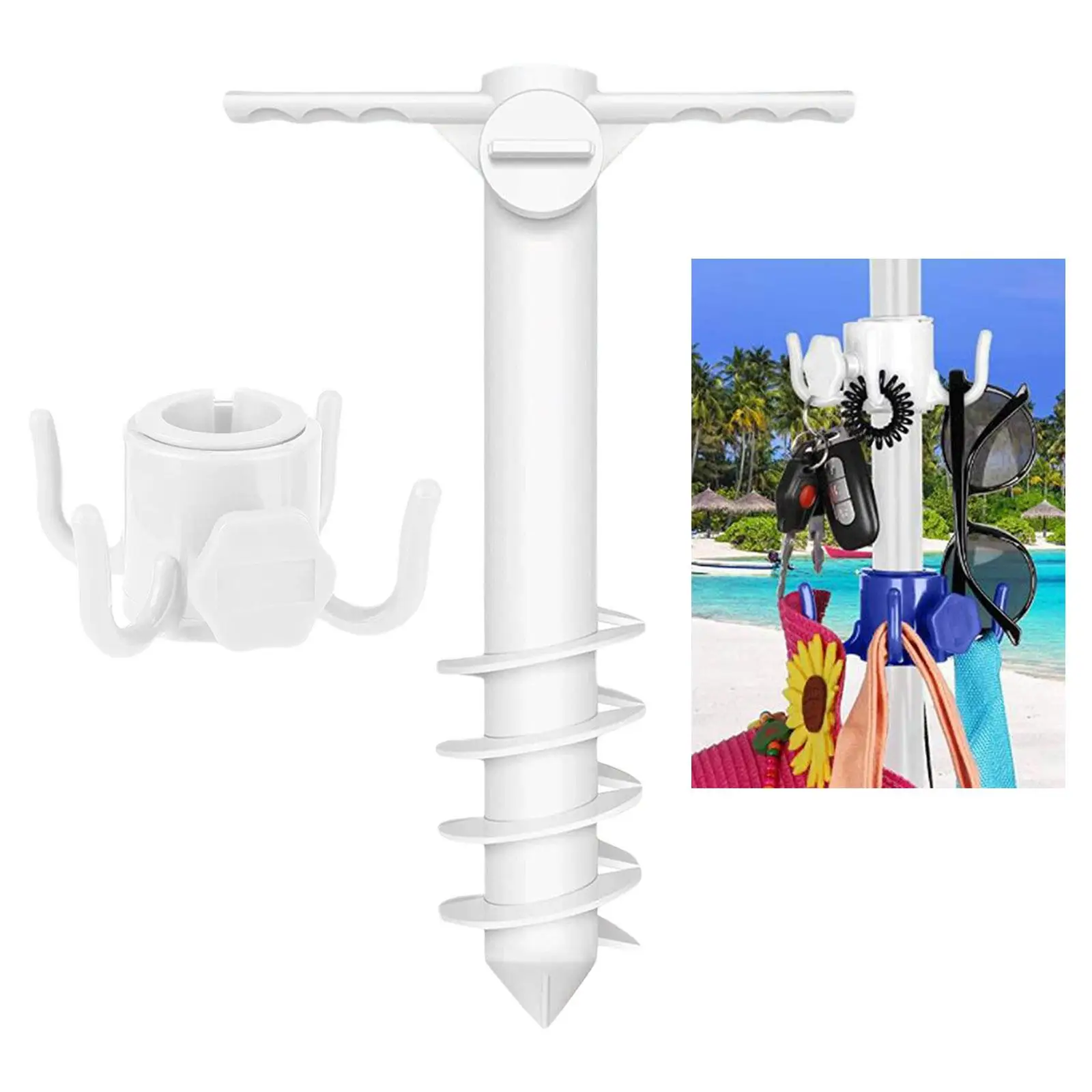 Основата на чадър удобен Пластмасов, за защита от слънце, за плажа, за двор, Инструменти за определяне на пясъка, Якорная стойка, държач за шнека с шипом . ' - ' . 3