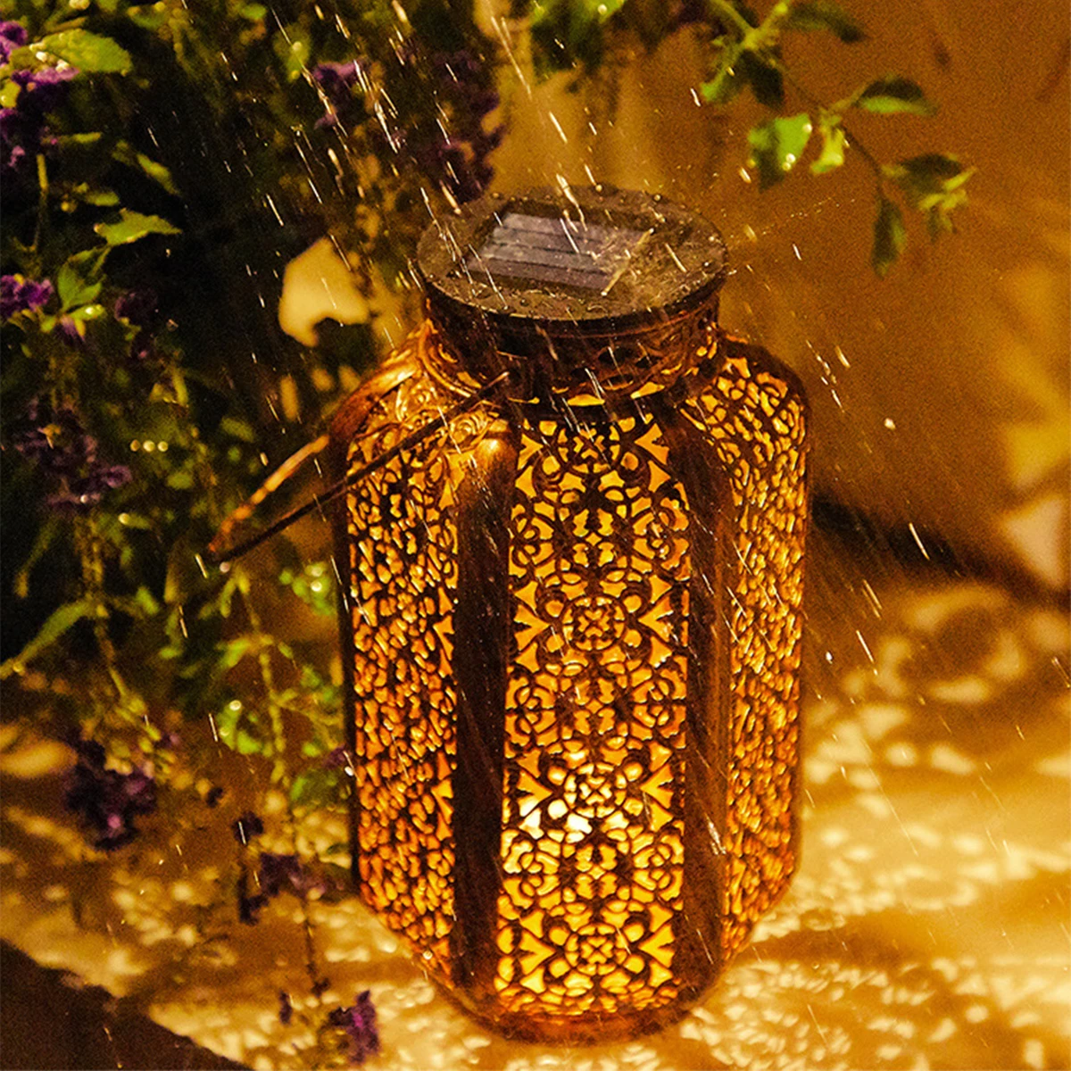 Ретро Фенер Led окачен лампа за слънчева батерия, iron художествен ретро фенер, пътен лампа с дръжка за градината, дърво, двор, ограда, на двора . ' - ' . 0