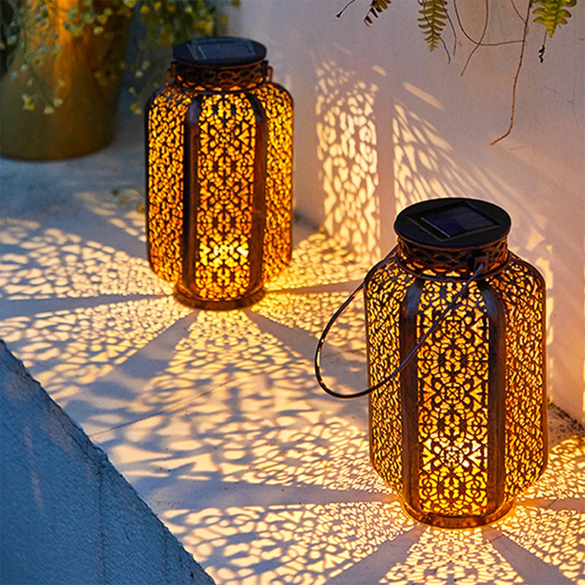 Ретро Фенер Led окачен лампа за слънчева батерия, iron художествен ретро фенер, пътен лампа с дръжка за градината, дърво, двор, ограда, на двора . ' - ' . 1