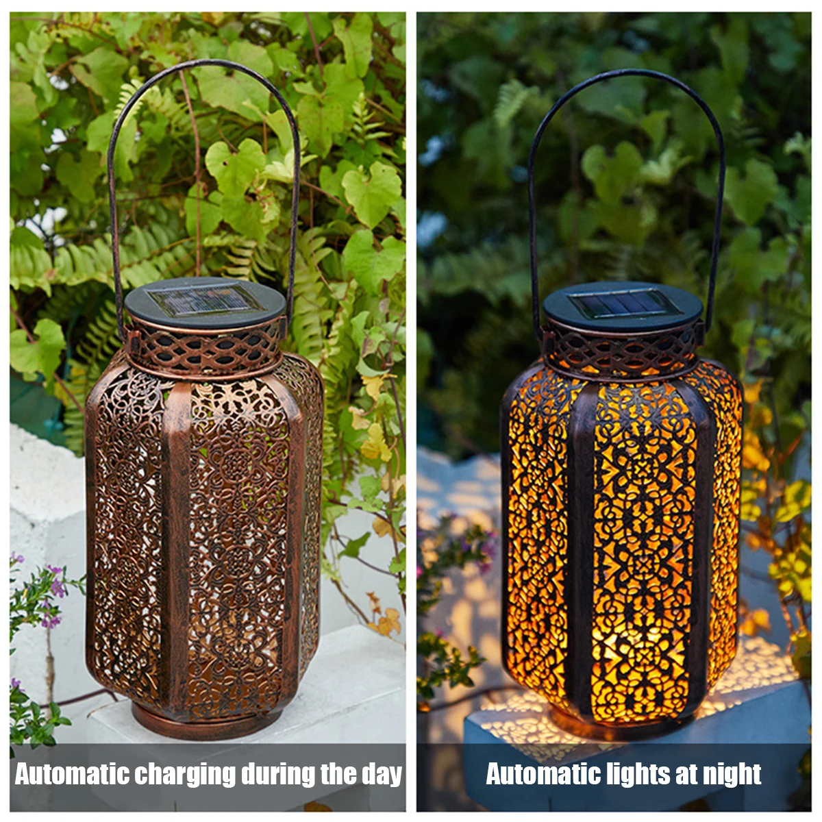 Ретро Фенер Led окачен лампа за слънчева батерия, iron художествен ретро фенер, пътен лампа с дръжка за градината, дърво, двор, ограда, на двора . ' - ' . 2