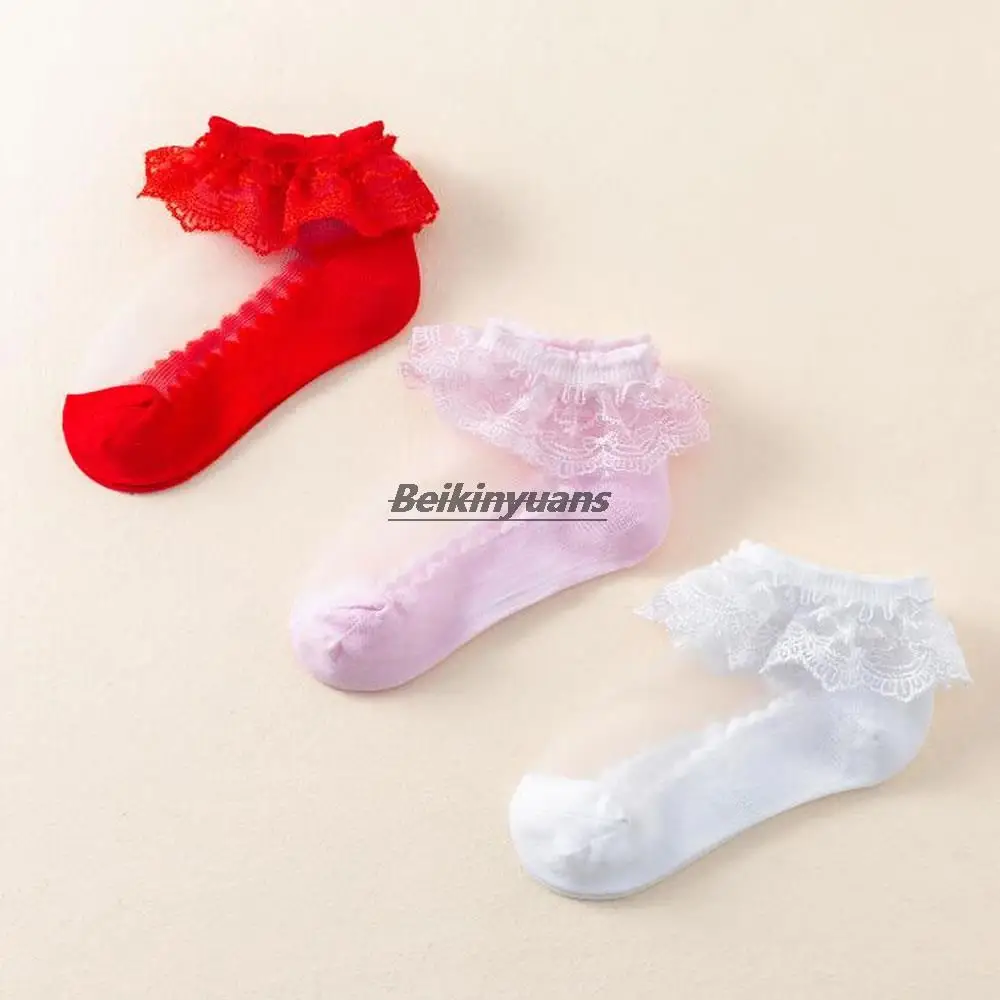 Нови летни детски тънки невидими чорапи, могат да бъдат одобрени от обикновена дишащи дантелени чорапи принцеса-лодки. . ' - ' . 2