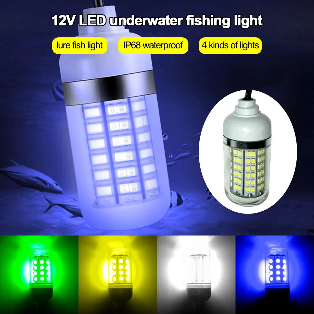 Z30 12V Led Фенерче за Риболов 100W Ip68 Стръв Рыболокатор Лампа 108 светодиоди 2835 SMD Привлича Скариди, Калмари Крил 4 цвята Подводни Фенери . ' - ' . 2