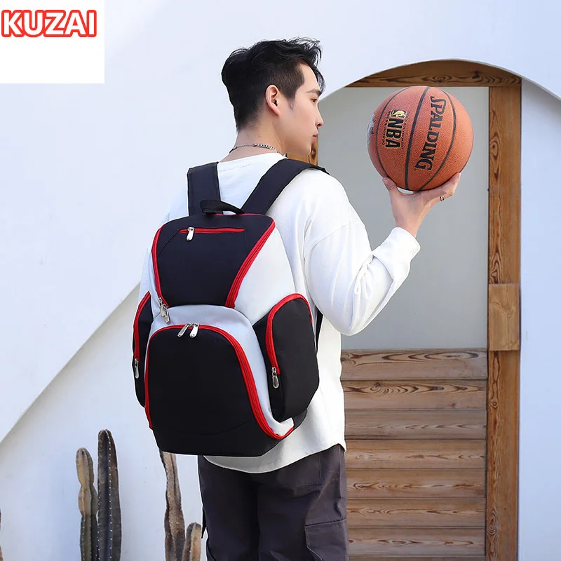 Футболен раница KUZAI, чанта за баскетбол, модерен водоустойчив лека спортна раница, мъжки училищна чанта с голям капацитет . ' - ' . 1