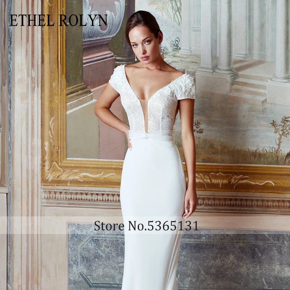 Сватбена рокля Етел Ролин с отворен гръб 2022, Елегантни сатенени Рокли принцеса булка с кружевными апликации и пайети, сватбената рокля Vestido Новия . ' - ' . 2