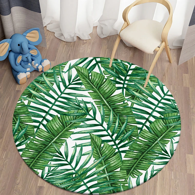 Зелени тропически кръгъл килим мат етаж от полиестер, подложка за детска стая, подложка за кухня, подложки за хола, килима . ' - ' . 4