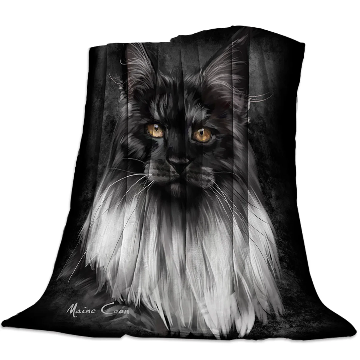 Черна котка, с мистериозния коса, фланелевое одеало за легло, диван, преносими меки одеала, плюшени покривки за спалня, разтегателен диван . ' - ' . 0