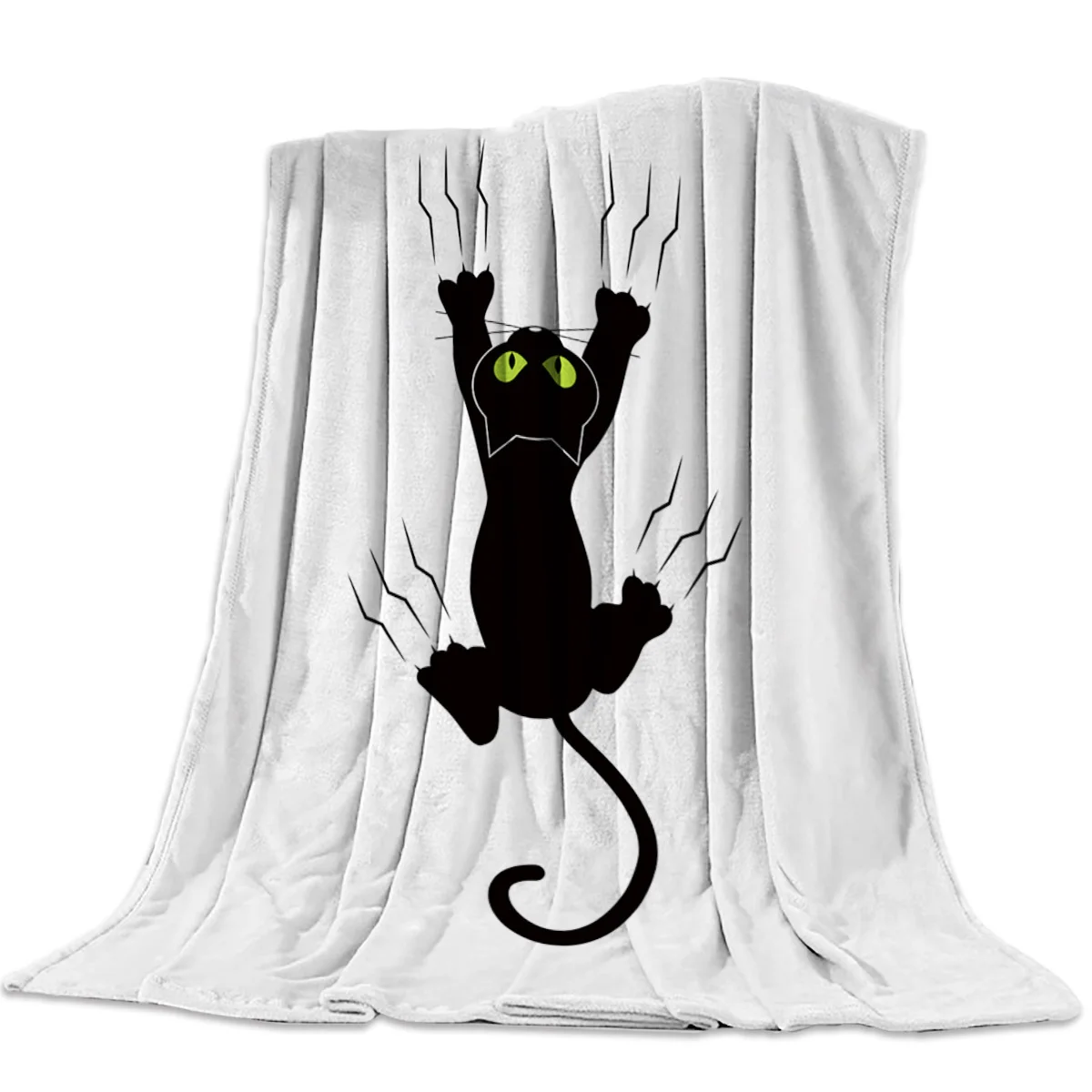 Черна котка, с мистериозния коса, фланелевое одеало за легло, диван, преносими меки одеала, плюшени покривки за спалня, разтегателен диван . ' - ' . 1