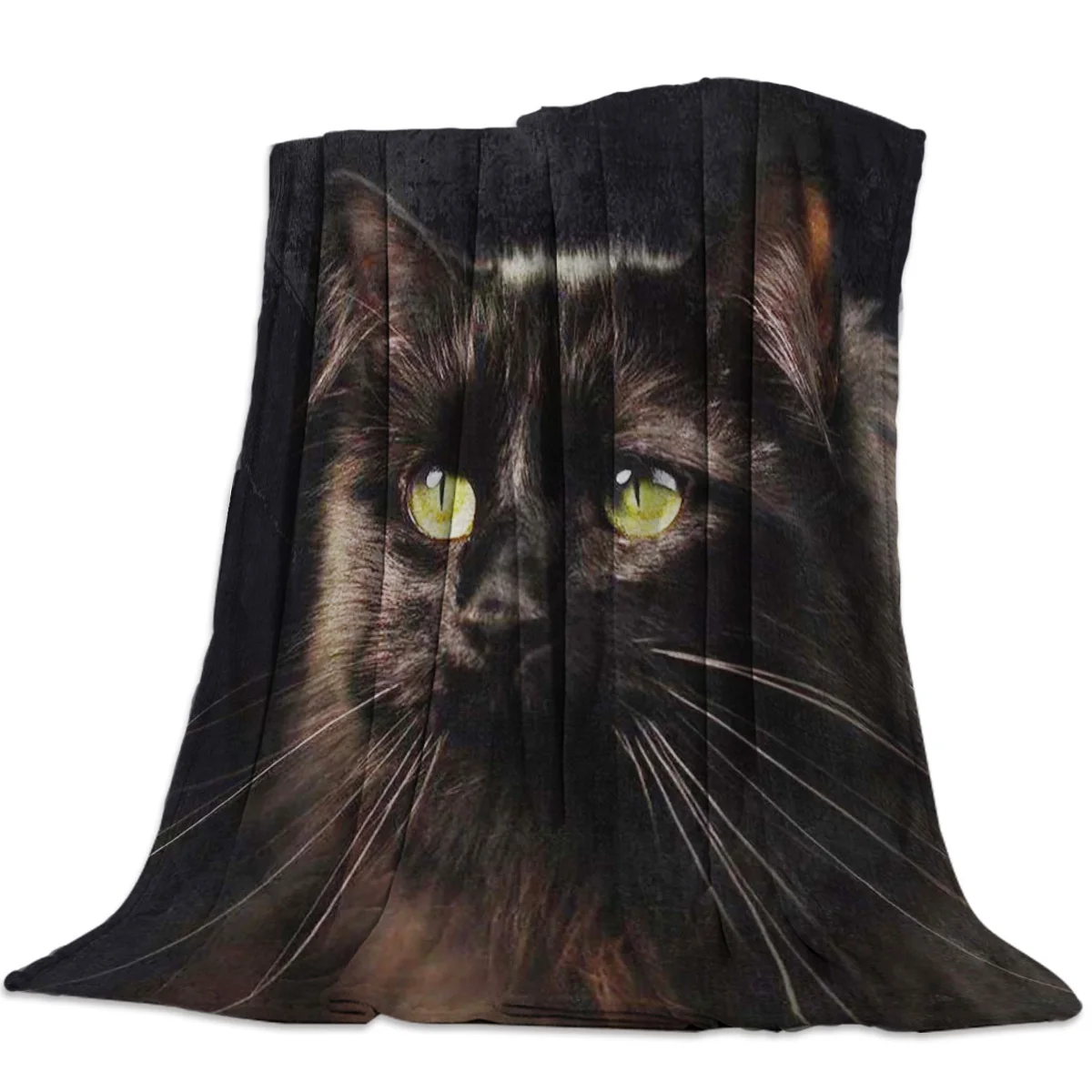 Черна котка, с мистериозния коса, фланелевое одеало за легло, диван, преносими меки одеала, плюшени покривки за спалня, разтегателен диван . ' - ' . 3