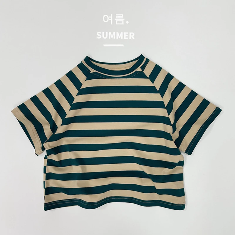 Детска тениска в корейски стил, Памучен риза в райе За малки момичета и момчета, Пуловер с къс ръкав, Блузи, Лятна Детски Дрехи . ' - ' . 4