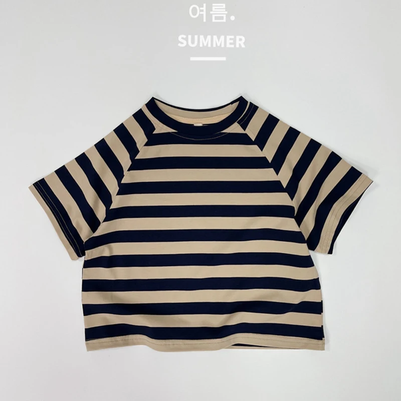 Детска тениска в корейски стил, Памучен риза в райе За малки момичета и момчета, Пуловер с къс ръкав, Блузи, Лятна Детски Дрехи . ' - ' . 5