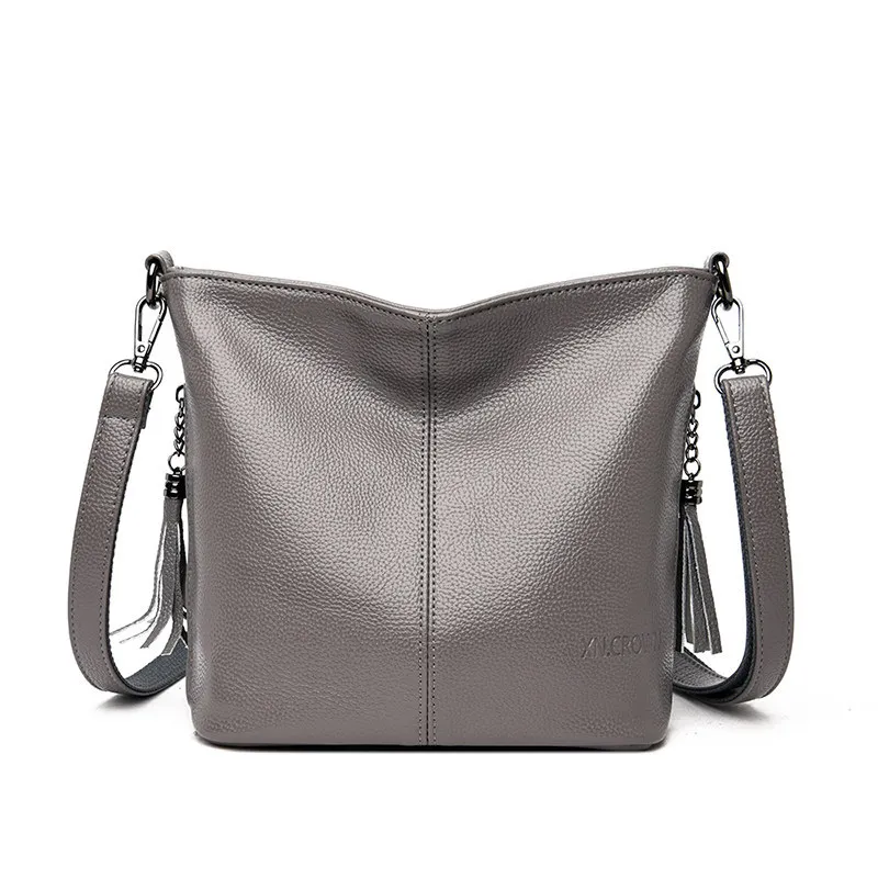 Мода тенденция на чанти-незабавни посланици от мека Кожа, ежедневното кофа, Реколта чанта-тоут с пискюли, дамски Чанти през рамо . ' - ' . 1