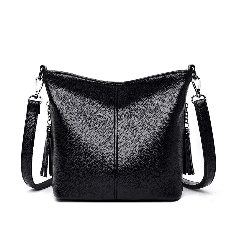 Мода тенденция на чанти-незабавни посланици от мека Кожа, ежедневното кофа, Реколта чанта-тоут с пискюли, дамски Чанти през рамо . ' - ' . 2