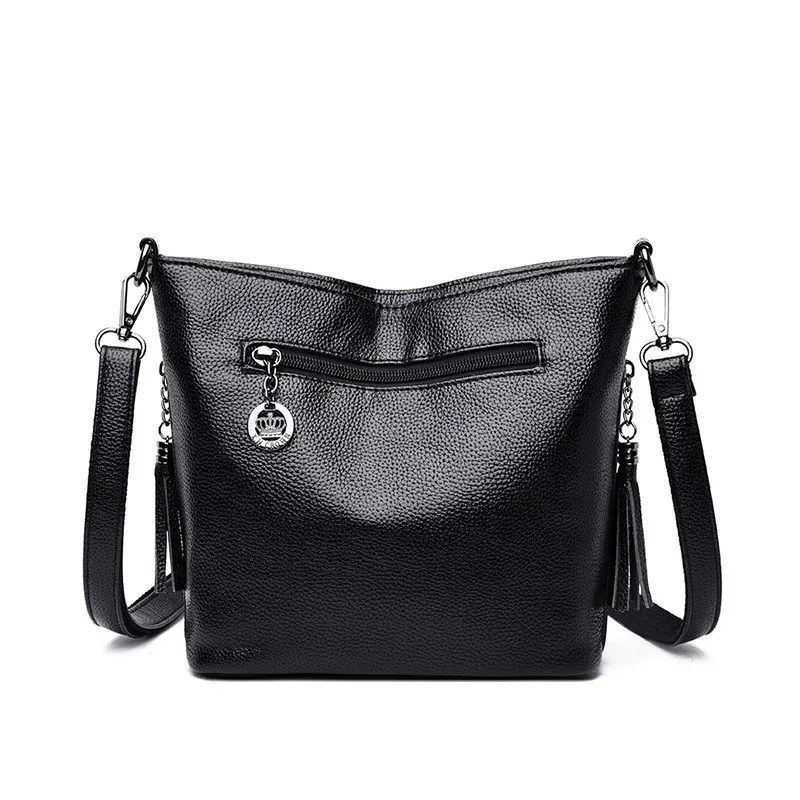 Мода тенденция на чанти-незабавни посланици от мека Кожа, ежедневното кофа, Реколта чанта-тоут с пискюли, дамски Чанти през рамо . ' - ' . 3