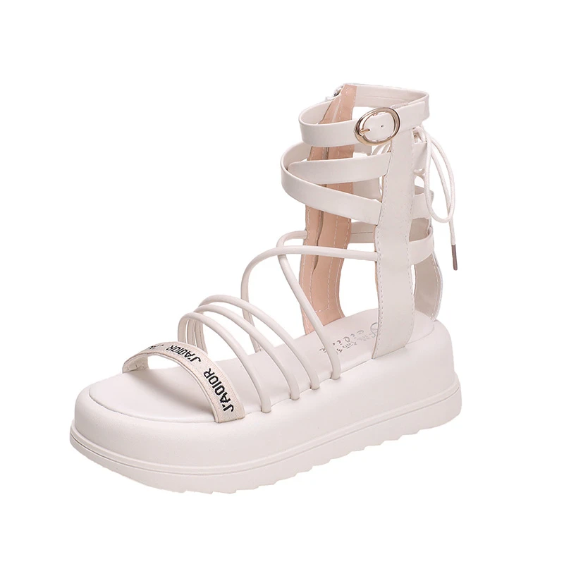 Дамски обувки 2023, лидер на продажбите, дамски сандали с каишка на щиколотке, ежедневни сандали на платформа дамски однотонная обувки в римски стил, женски Zapatillas De Mujer . ' - ' . 5