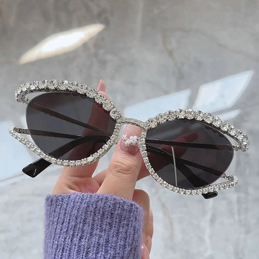 Ins Нови модни слънчеви очила с пълно покритие от кристал за жени, луксозен марка, вечерни елегантни слънчеви очила с кристали, дамски нюанси котешки очи . ' - ' . 1