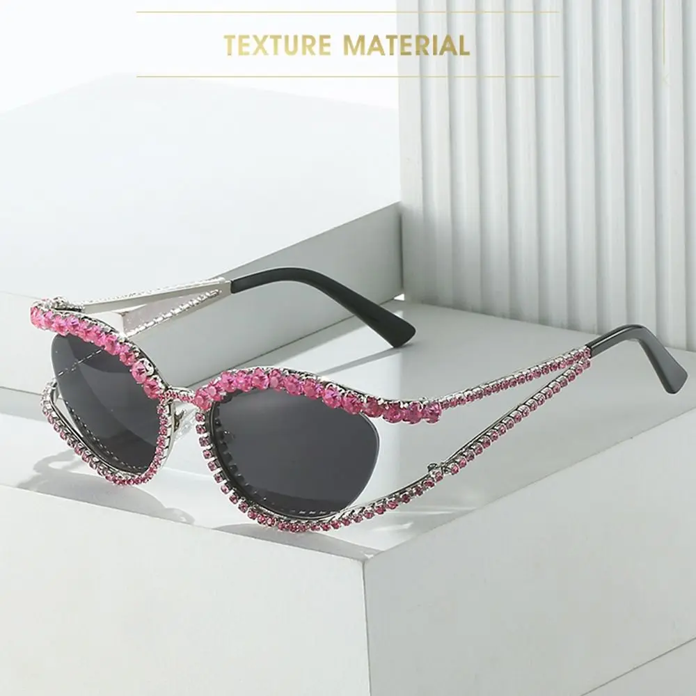 Ins Нови модни слънчеви очила с пълно покритие от кристал за жени, луксозен марка, вечерни елегантни слънчеви очила с кристали, дамски нюанси котешки очи . ' - ' . 2