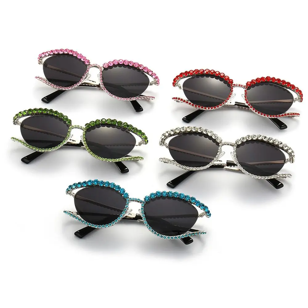 Ins Нови модни слънчеви очила с пълно покритие от кристал за жени, луксозен марка, вечерни елегантни слънчеви очила с кристали, дамски нюанси котешки очи . ' - ' . 3