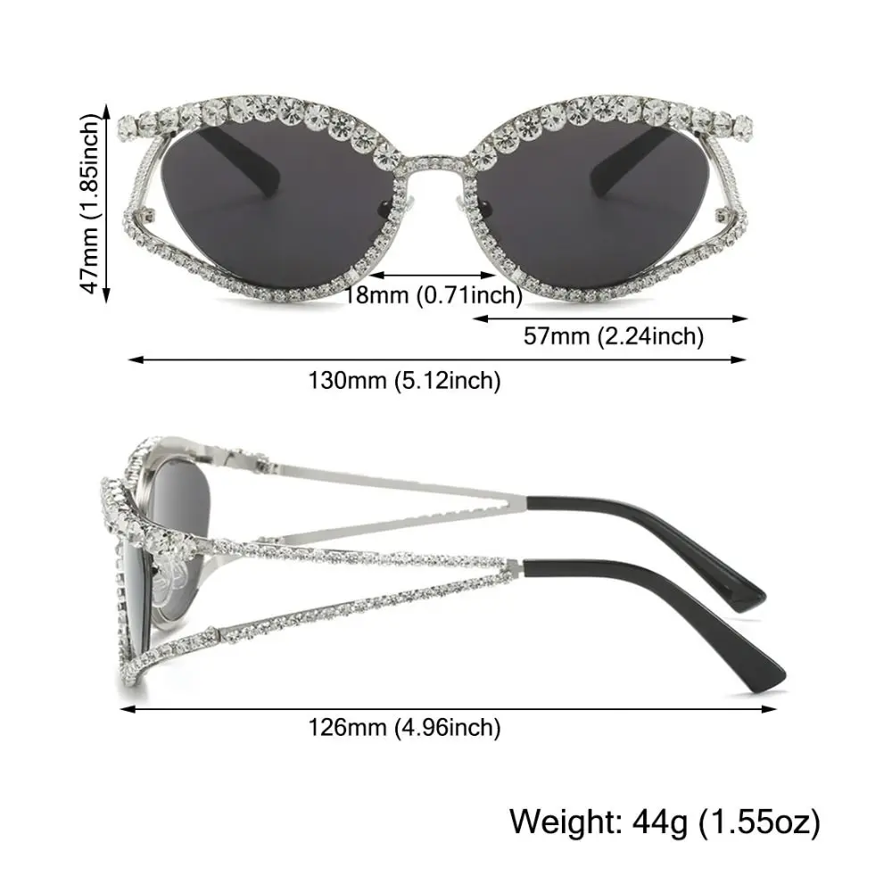 Ins Нови модни слънчеви очила с пълно покритие от кристал за жени, луксозен марка, вечерни елегантни слънчеви очила с кристали, дамски нюанси котешки очи . ' - ' . 4