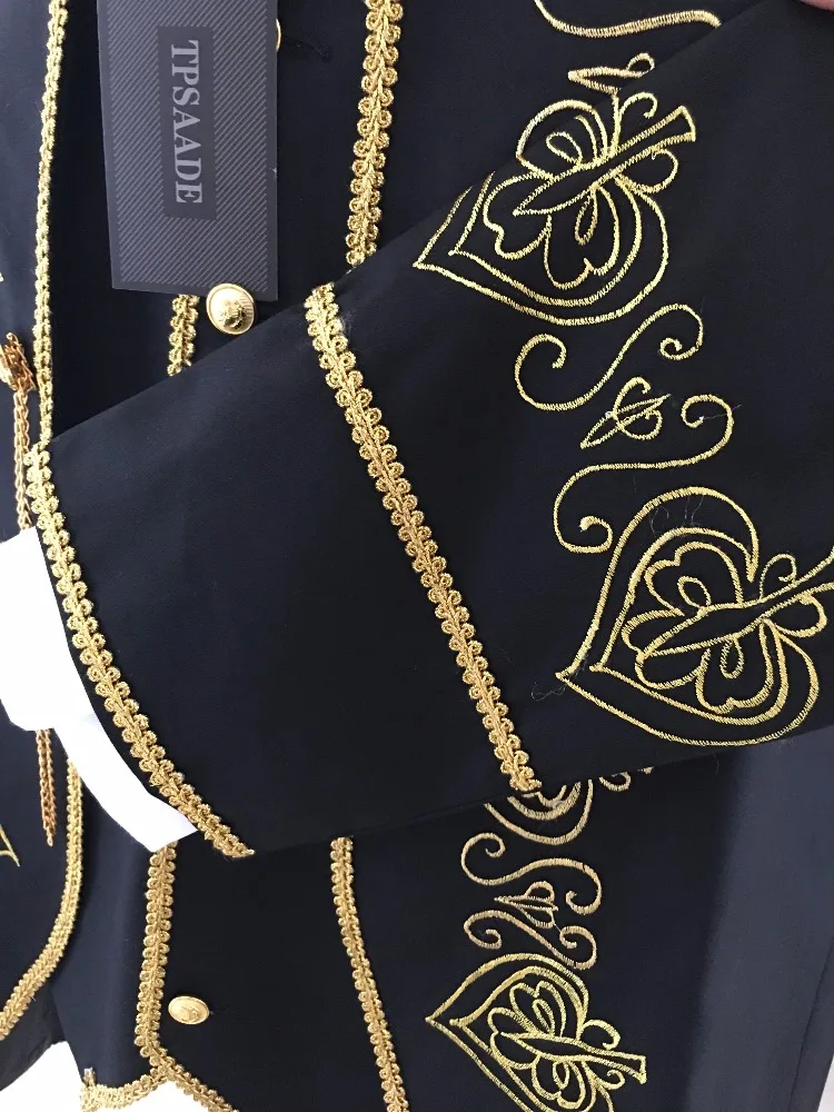 Мъжки костюм на Младоженеца с бродерия в стил Мандарин с ревери, 3 предмет в пакет (Яке + Панталон + Елек + вратовръзка), Мъжко Сако за бала, 761 . ' - ' . 2