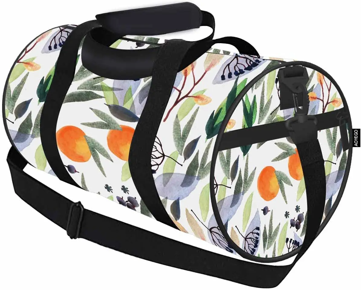 Спортна Спортна чанта с акварельными листа портокалова горичка, мъжки и дамски чанта за пътуване, спортна чанта-тоут . ' - ' . 0