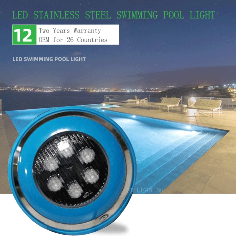 Потопяема лампа за басейн Подземен IP68 водоустойчив AC 12V RGB с промяна на цвета, който работи с трансформатор от неръждаема стомана . ' - ' . 2