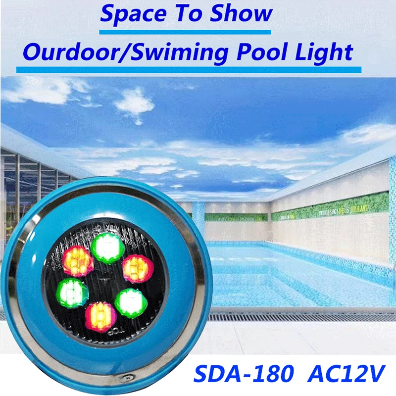 Потопяема лампа за басейн Подземен IP68 водоустойчив AC 12V RGB с промяна на цвета, който работи с трансформатор от неръждаема стомана . ' - ' . 3