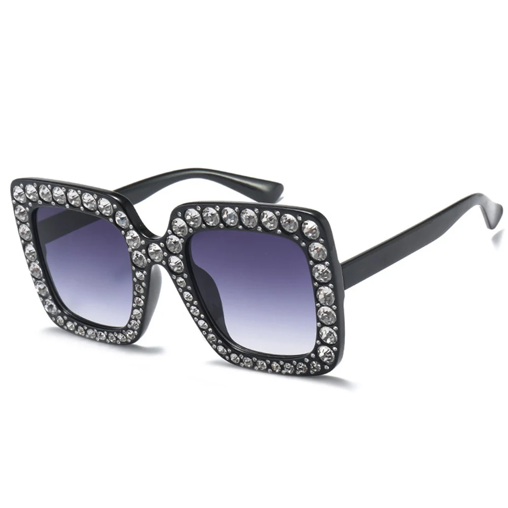 2023 Модни луксозни маркови дизайнерски слънчеви очила голям размер, женски квадратни слънчеви очила с кристали, Vintage слънчеви очила с диаманти, Crystal . ' - ' . 0