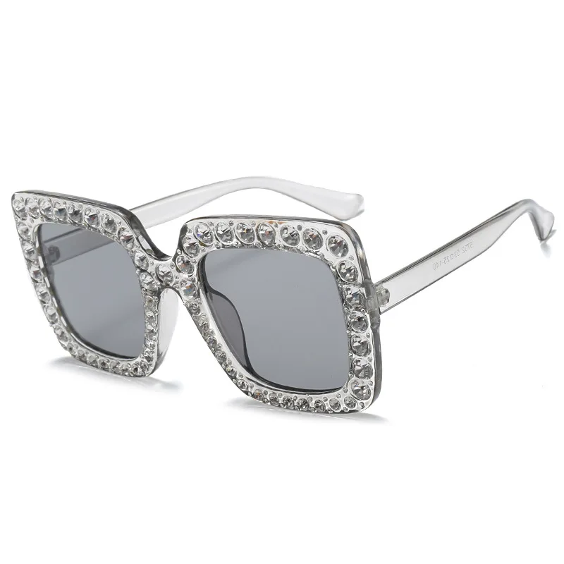 2023 Модни луксозни маркови дизайнерски слънчеви очила голям размер, женски квадратни слънчеви очила с кристали, Vintage слънчеви очила с диаманти, Crystal . ' - ' . 5