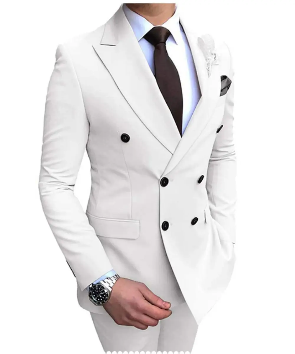 2023 Нов Бежов мъжки костюм, 2 броя, Двубортная шал с ревери, Плоски Приталенные Ежедневни смокинги за Сватба (Сако + панталон) . ' - ' . 2