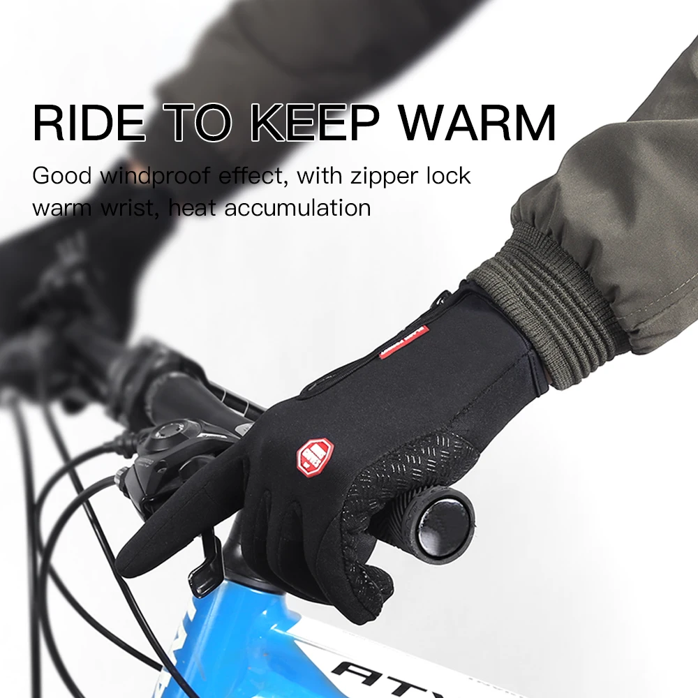 Зимни велосипедни ръкавици, колоездене, топли ръкавици за сензорен екран за целия пръст, водоустойчив ски ръкавици за каране на мотоциклет, минерални ръкавици за фитнес . ' - ' . 5