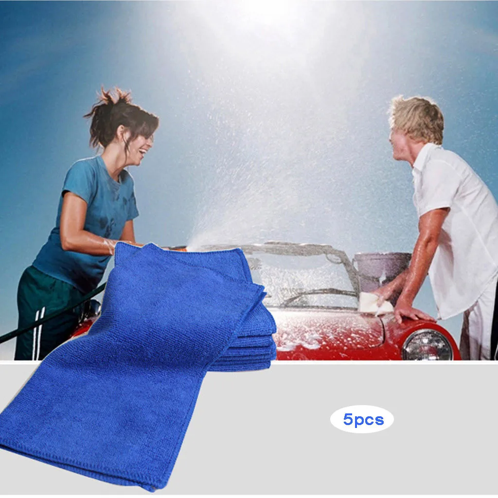 Мултифункционална кърпа от микрофибър, 5 бр., синьо кърпа за почистване на автомобил, карета перална плат, автомобилни аксесоари, Декорация, Авточасти . ' - ' . 3