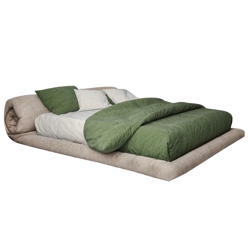 Легло от италиански плат, лека луксозно легло, Модерна проста начало легло, двойно легло 1,8 м, Модни минималистичная ниска легло . ' - ' . 5