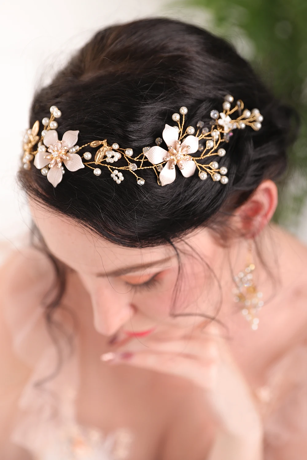 Златна декорация на короната и обеци Блестящи кристали и Кристални Перли, дамски Аксесоари за коса, шапки Комплекти, сватбени декорации . ' - ' . 2