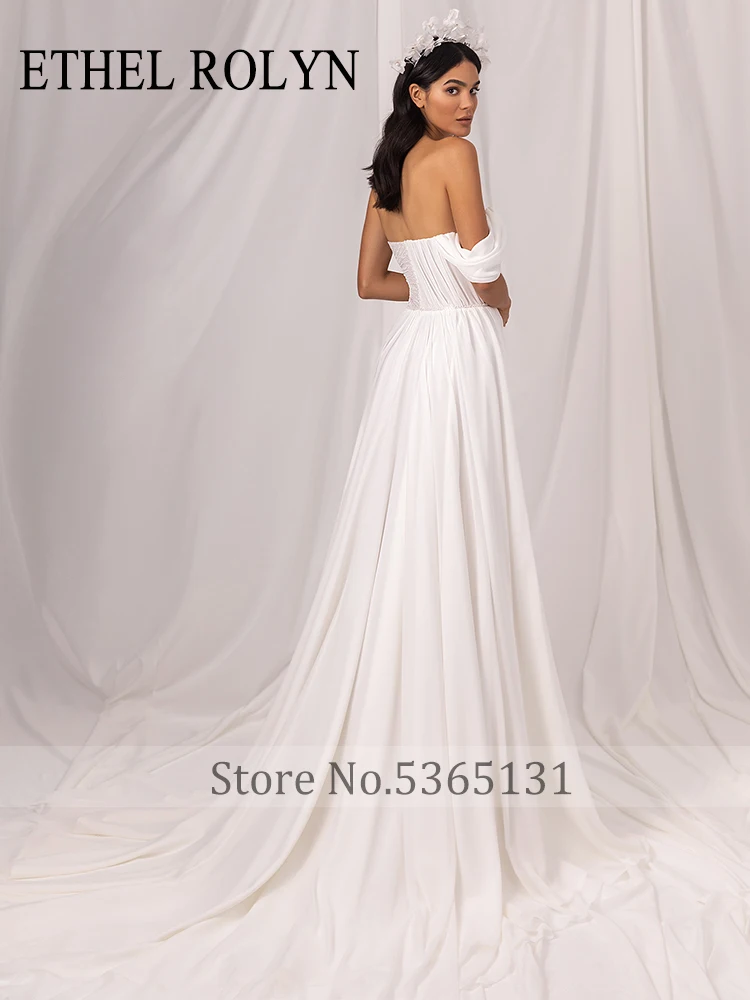 Жена Сватбена рокля Трапецовидна форма ETHEL ROLYN 2023 С Открити Рамене, Без Ръкави, Струящееся Сватбена рокля Vestidos De Новия . ' - ' . 1