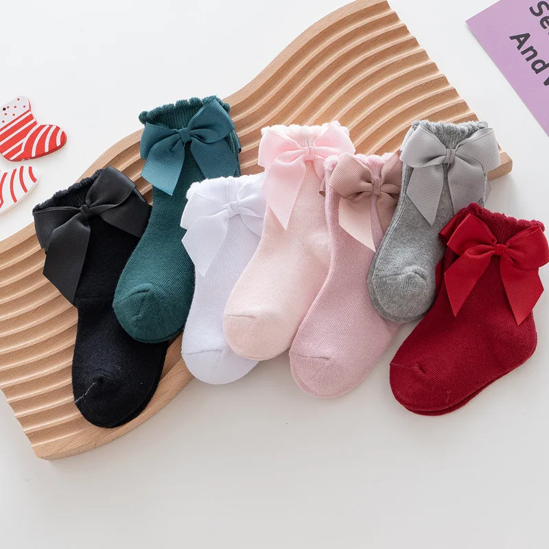Чорапи за момичета, нови памучни чорапи за малка принцеса с голям лък в европейски и американски тип, популярни чорапи в придворном стил, есен-зима . ' - ' . 3