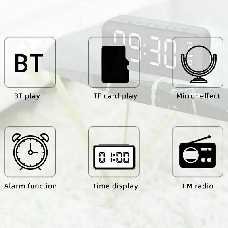 Безжична слушалка Bluetooth Digital alarm clock radio led часовници Огледален дисплей на Мини Семеен аудио дистанционно Управление Умен говорител . ' - ' . 4