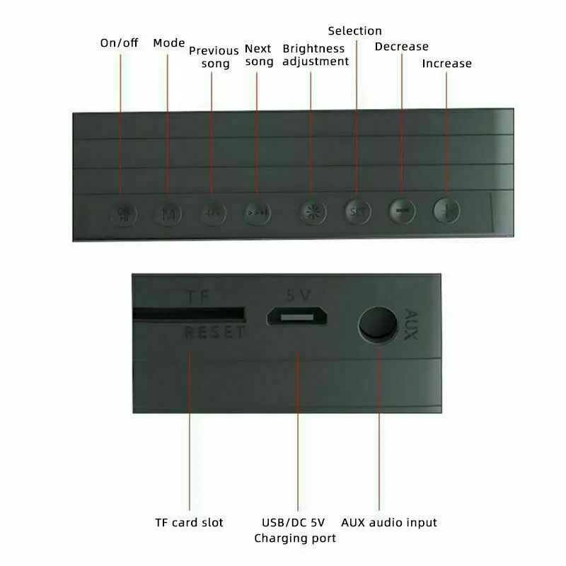 Безжична слушалка Bluetooth Digital alarm clock radio led часовници Огледален дисплей на Мини Семеен аудио дистанционно Управление Умен говорител . ' - ' . 5