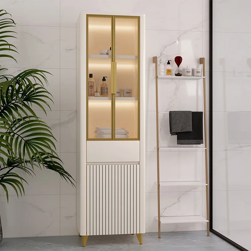 Интелигентен индукционный страничен шкаф за баня от масивно дърво, Страничен шкаф от дъб, Водоустойчиви мебели за кабинет за дрехи . ' - ' . 0