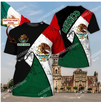 Лятна тениска с флага на Мексико 2023 MEXICO3D, Модерен Уличен пуловер с кръгло деколте, Мъжки и дамски дрехи, Мъжки t-shirt