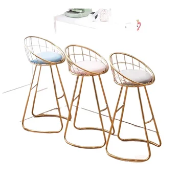 Бар стол модерна домакински мебели от ковано желязо, прости високи столове, столове в скандинавски стил с облегалка, аксесоари за грим, мека чанта, тоалетка, стол