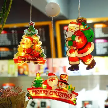 Коледни светлини анимационни Форми, ярки цветове Топла светлина подобряват атмосферата на Пластмасови светлинен украса Дядо Коледа led лампа за дома