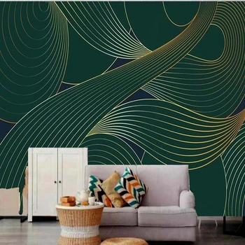 Абстрактни позлатени 3D тапети с геометрични линии в ретро стил за 3D хол, Спалня, на фона на стената, домашен интериор, фаянс тъкан, стенописи