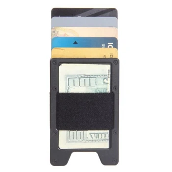 Нов изчистен тънък портфейл от алуминиева сплав за мъже и жени, тънки портфейли с преден джоб, държач за кредитни банкови идентификационни карти, RFID заключване