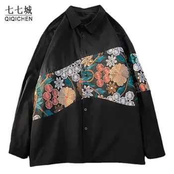 Пролетно университетската яке за мъже Harajuku с бродерия в стил мозайка, ежедневни якета в корейски стил, свободно палто Унисекс, градинска облекло Оверсайз