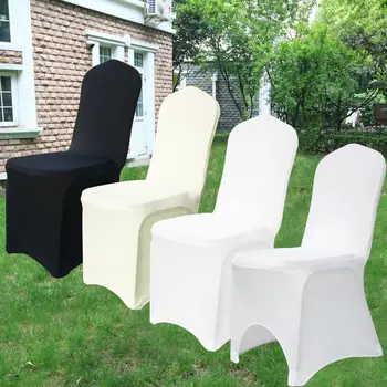50/100 бр Бели Черни универсални калъфи за столове от еластична ликра за сватбеното парти, банкет, интериор на хотела