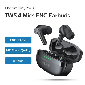 Слушалки Dacom TinyPods TWS ENC с 4 микрофони с шумопотискане Bluetooth 5.0 True Wireless earphone Bass Stereo Headphones