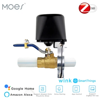 MOES ZigBee 3.0 Интелигентен контролер газов, воден клапан, дистанционно управление Echo Plus, гласов контрол, работа с Алекса Google Home