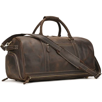 Мъжка чанта от естествена кожа, луксозна чанта в модерен стил, ръчна чанта, багаж с отделение за обувки, мъжки
