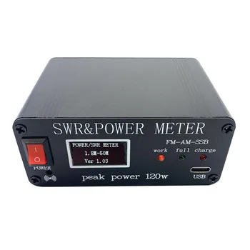 измерител на мощност 0,5 Вата-120 W Мини електромера Ксв Светлинен Индикатор на къси вълни зададено измерване на мощност Лесен OLED Fm Am Cw, Ssb